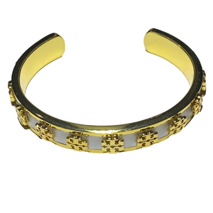 Tory Burch NWT Kira White Enamel & Gold-Toned Cuff Bracelet